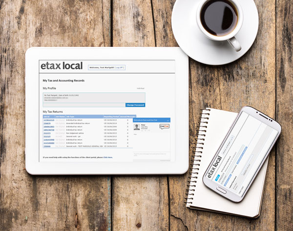 Etax Local Client Portal with Live Chat