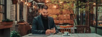 Young businessman using the Connect client portal with Etax local